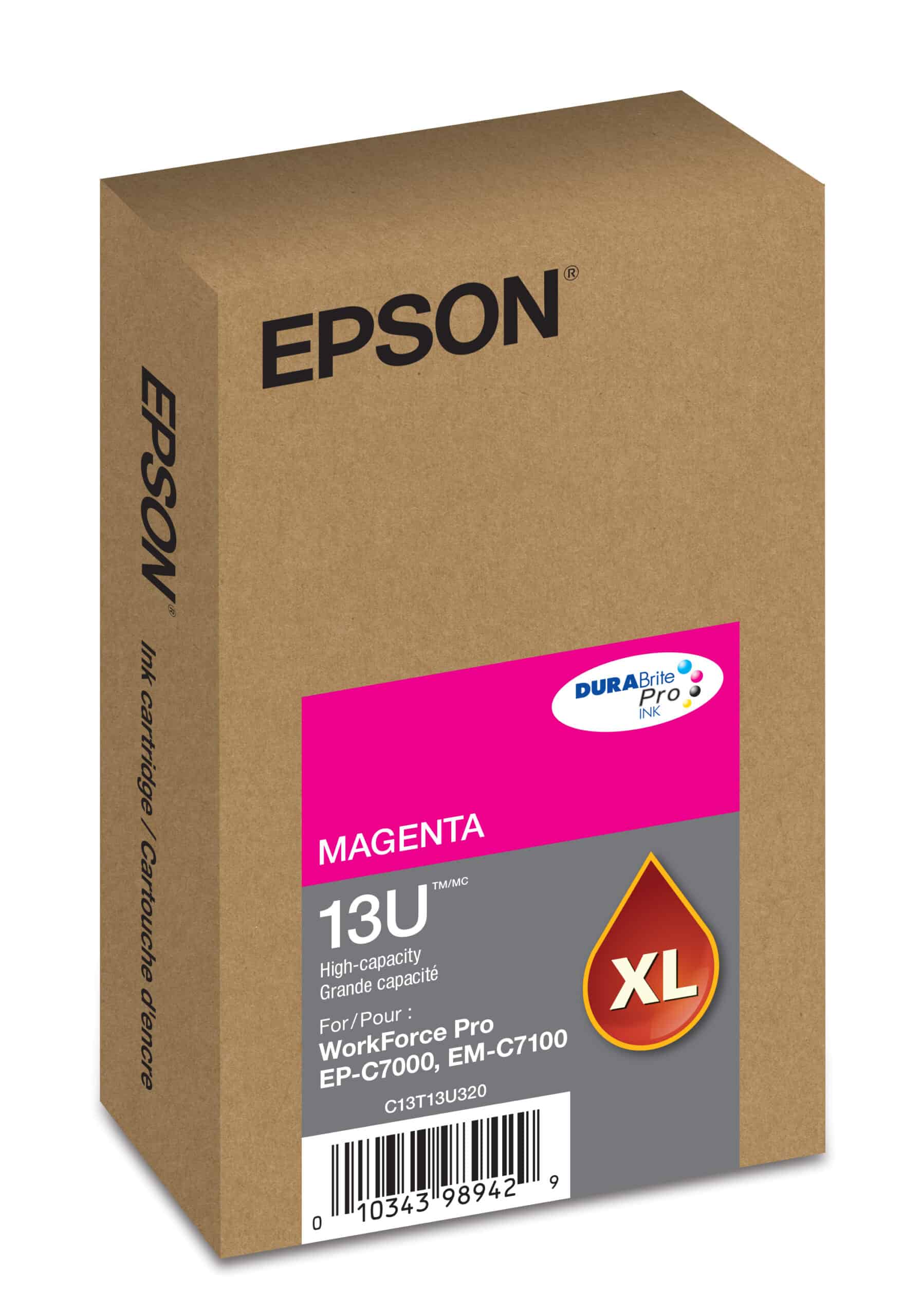Epson T13U Magenta high-yield ink cartridge; Yield: 4,600