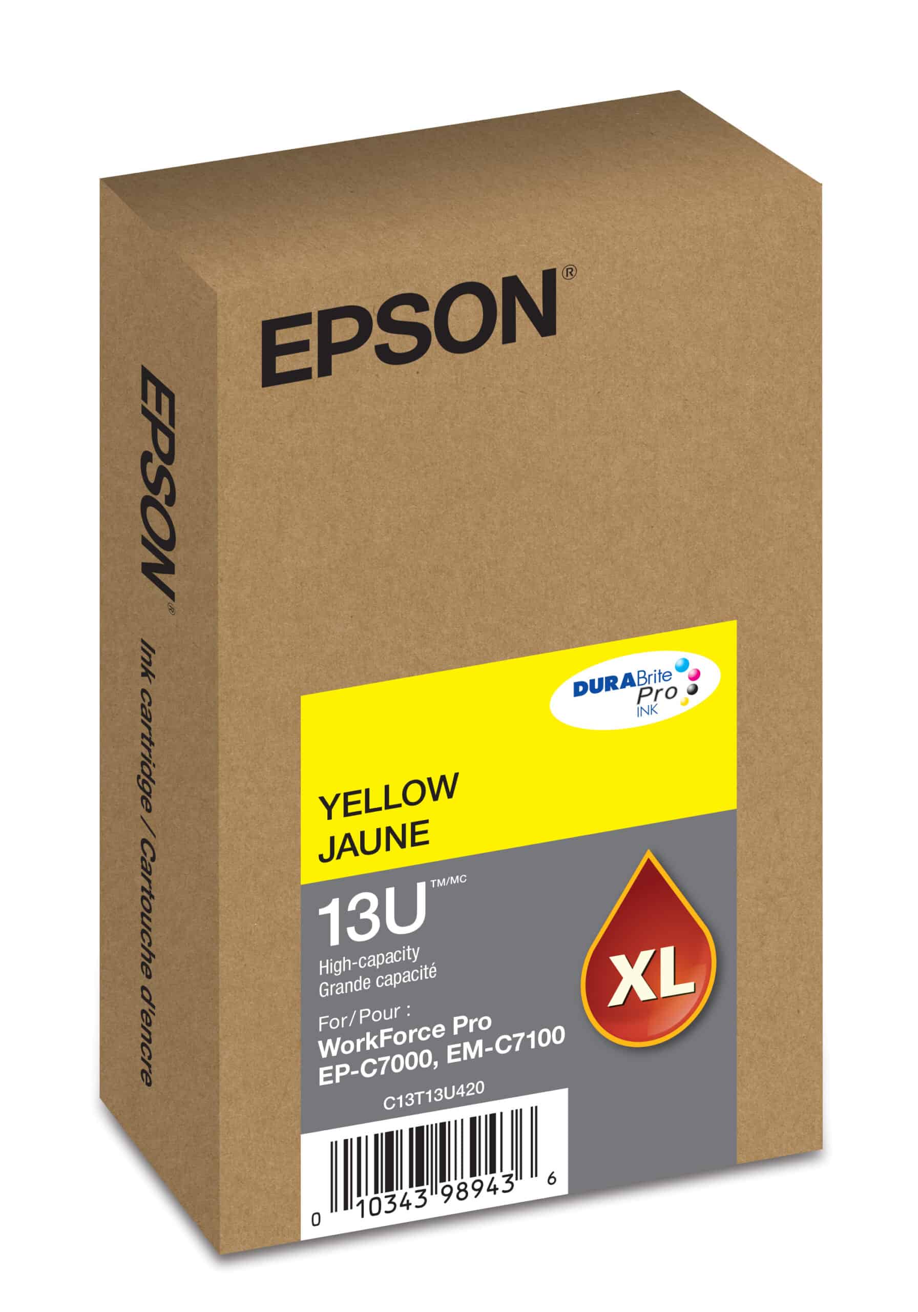 Epson T13U Yellow high-yield ink cartridge; Yield: 4,600