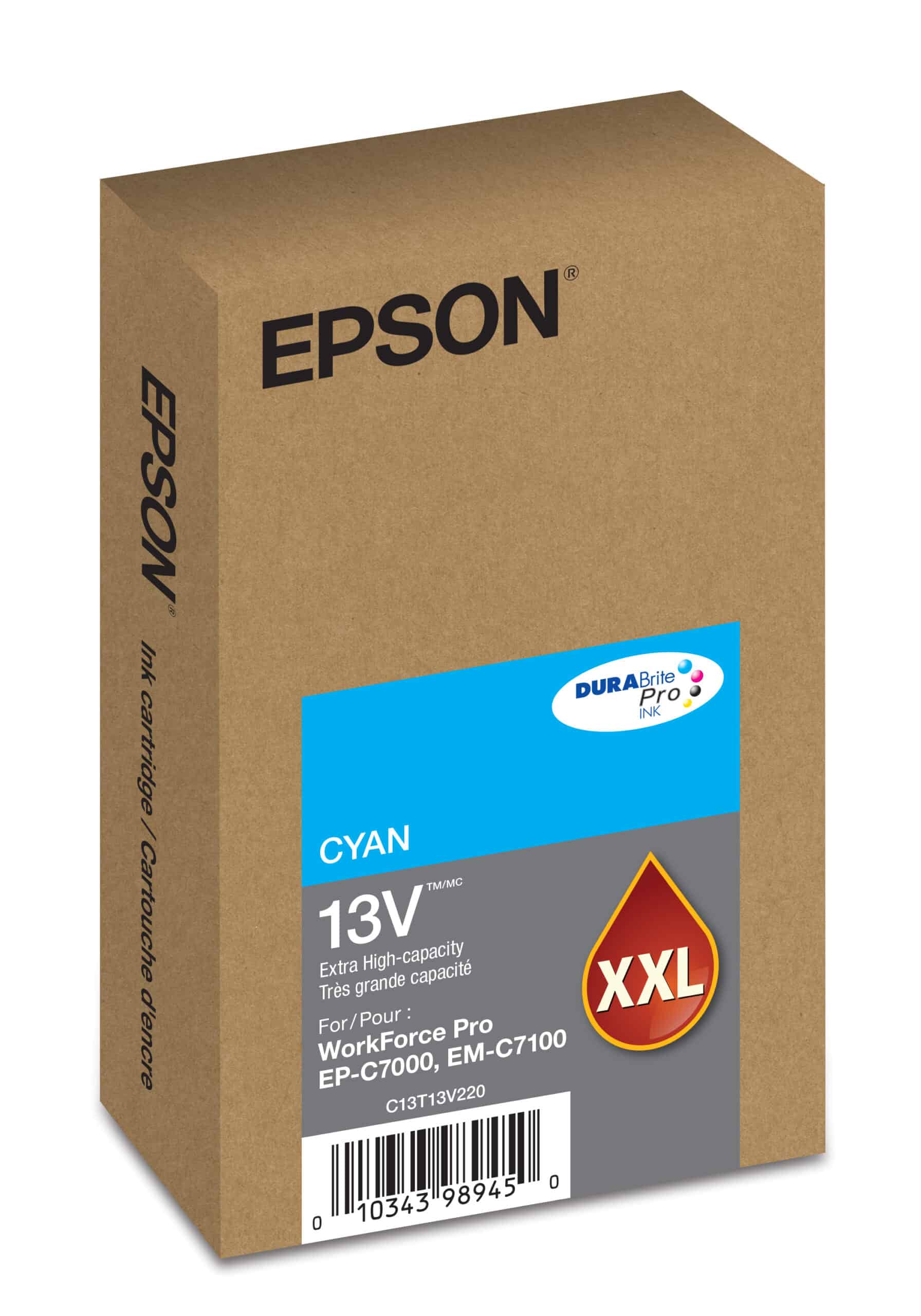 Epson T13V Cyan extra-high-yield ink cartridge; Yield: 8,000