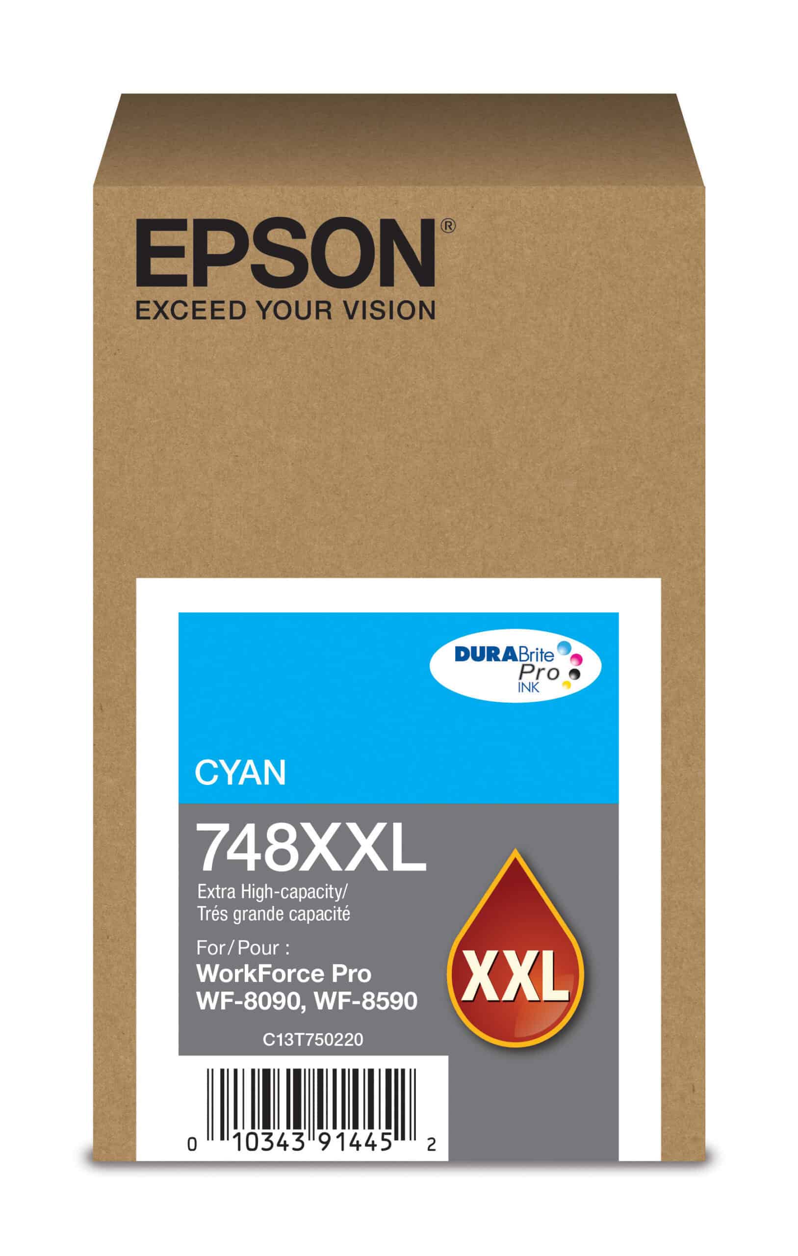 Epson 748XXL Cyan extra-high-yield ink cartridge; Yield: 7,000