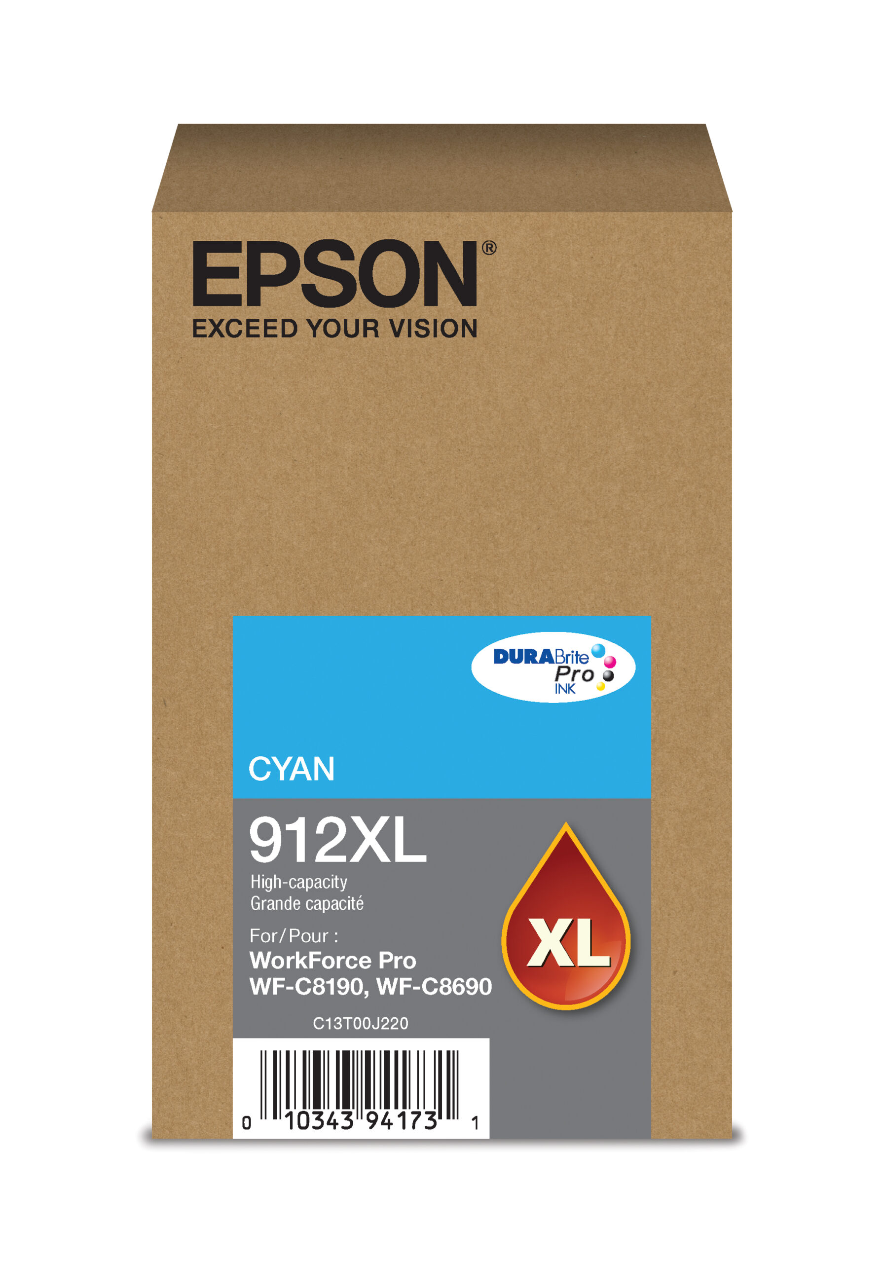 Epson 912XL Cyan high-yield ink cartridge; Yield: 4,600