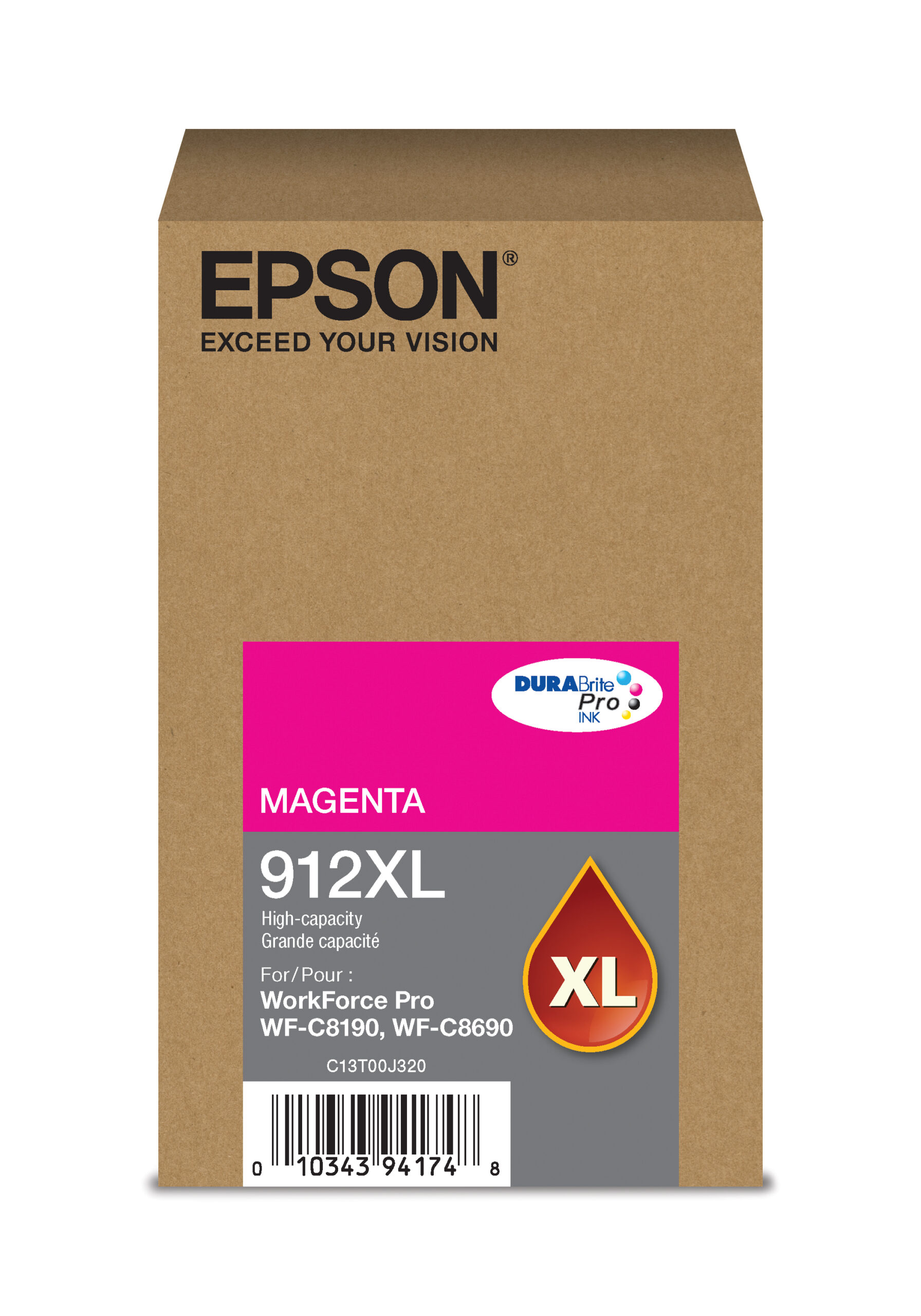 Epson 912XL Magenta high-yield ink cartridge; Yield: 4,600