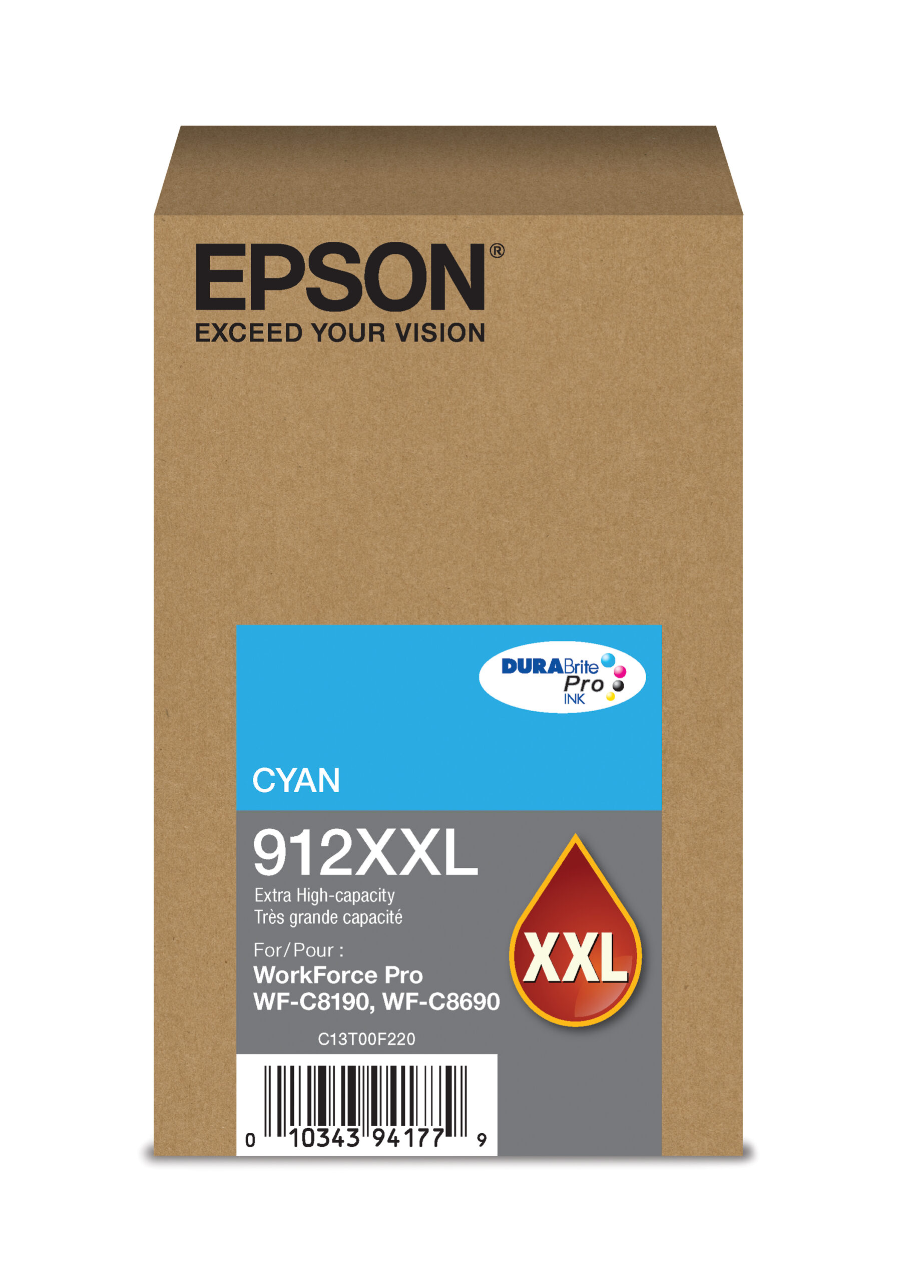 Epson 912XXL Cyan extra-high-yield ink cartridge; Yield: 8,000