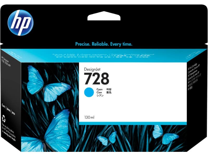 HP 728 130ml Cyan Ink Cartridge