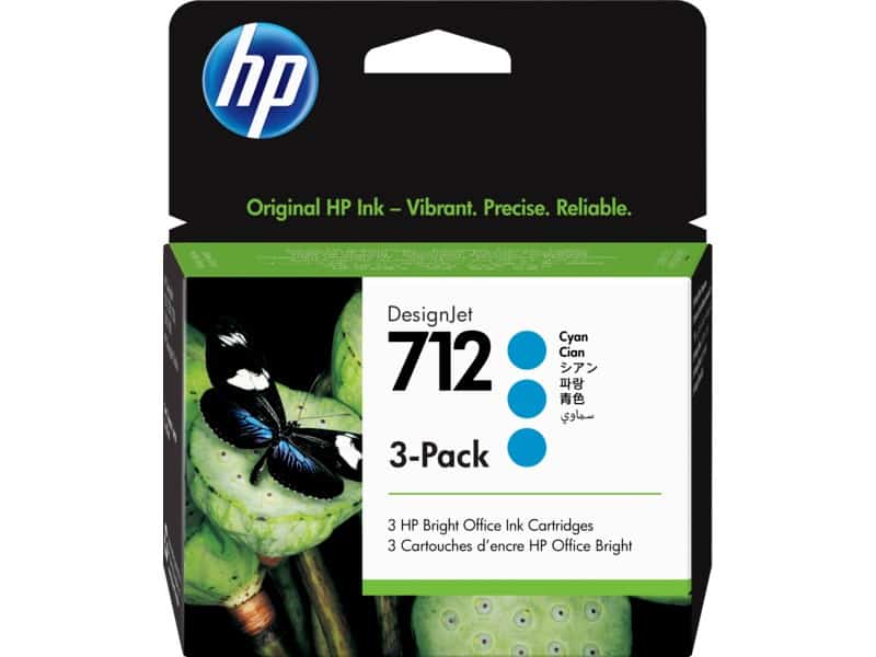 HP 712 29ml Cyan Ink Cartridge TRI PACK